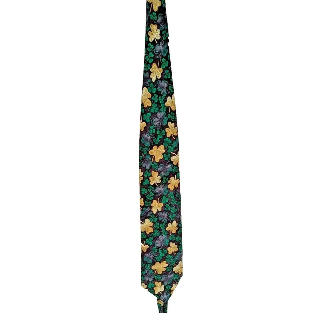 Hallmark Necktie Green Gold St Patricks Day Shamrock Holiday Irish Tie